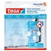 Kép 5/9 - Műanyag akasztó, ragasztócsíkkal, kis méret, TESA "Powerstrips®", átlátszó, 5db/bliszt