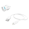 Kép 3/3 - Hama 201610 FIC E3 Lighting- USB adatkábellel fehér autós töltő szett