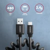 Kép 2/9 - Axagon BUMM-AM10TB Twister micro USB 2.0 B - USB 2.0 A 0,6 m fekete csavart kábel