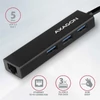 Kép 2/10 - Axagon HMA-GL3A 3 portos USB3.2. Gen 2 fekete HUB Gigabit LAN porttal