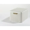 Kép 1/2 - Rattan hatású kosár tetővel, 30l, törtfehér, CURVER "Style L"