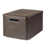 Rattan hatású kosár tetővel, 30l, sötétbarna, CURVER 