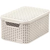 Kép 1/2 - Rattan hatású kosár tetővel, 6l, törtfehér, CURVER "Style S"