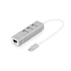 Kép 1/10 - DIGITUS USB Type-C Ethernet adapter + 3 portos USB HUB