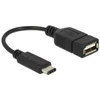Kép 1/2 - Delock 15cm USB Type-C 2.0 apa - USB 2.0 A típusú anya fekete adatkábel