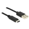 Delock 1m USB Type-C 2.0 apa - USB 2.0 A típusú apa fekete kábel