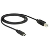 Kép 1/2 - Delock 1m USB Type-C 2.0 apa - USB 2.0 B típusú apa fekete kábel