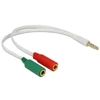 Kép 1/3 - Delock 65447 sztereó jack apa 3.5 mm > 2 x sztereó jack anya 3.5 mm 4 pines adapter (iPhone)