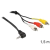Kép 2/3 - Delock 84504 sztereó jack 3.5 mm 4 pin apa forgatott > 3 x RCA apa 1,5 m kábel