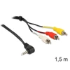 Kép 1/3 - Delock 84504 sztereó jack 3.5 mm 4 pin apa forgatott > 3 x RCA apa 1,5 m kábel
