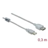 Kép 1/2 - DeLock Extension cable USB 2.0 Type-A male > USB 2.0 Type-A female 0,3m Transparent