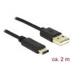Kép 2/3 - Delock 83327 USB-A 2.0 apa > USB Type-C 2.0 apa 2m fekete kábel