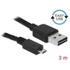 Kép 1/7 - DeLock EASY-USB 2.0 Type-A male > USB 2.0 Type Micro-B male Cable 3m Black