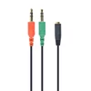 Kép 2/3 - Gembird 3.5mm 4-pin socket to 2x3.5mm stereo plug adapter cable Black