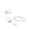 Kép 1/3 - Hama 201610 FIC E3 Lighting- USB adatkábellel fehér autós töltő szett