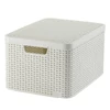 Kép 2/2 - Rattan hatású kosár tetővel, 30l, törtfehér, CURVER "Style L"