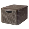Kép 2/2 - Rattan hatású kosár tetővel, 30l, sötétbarna, CURVER "Style L"