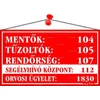 Piktogram Mentő, tűzoltó tel. számok piros