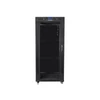 Kép 1/5 - Lanberg FF01-6627-12BL 19" 27U SZÉL:600 MÉLY:600 MAG:1431 lapraszerelt üvegajtós fekete rack szekrény