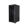 Kép 2/5 - Lanberg FF01-6827-12BL 19" 27U SZÉL:600 MÉLY:800 MAG:1431 lapraszerelt üvegajtós fekete rack szekrény