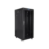 Kép 3/5 - Lanberg FF01-6827-12BL 19" 27U SZÉL:600 MÉLY:800 MAG:1431 lapraszerelt üvegajtós fekete rack szekrény