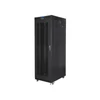 Kép 2/5 - Lanberg FF01-8027-23BL 19" 27U SZÉL:800 MÉLY:1000 MAG:1438 lapraszerelt hálós fémajtós fekete rack szekrény