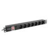 Kép 2/4 - Lanberg PDU-07F-0200-IEC-BK 2m vezetékkel 19"/1U 7xShucko aljzat C14 csatlakozóvéggel fekete elosztósor kapcsolóval