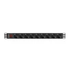 Kép 1/4 - Lanberg PDU-09F-0300-BK 3m vezetékkel 19"/1U 9xShucko aljzat Uni-schuko csatlakozóvéggel fekete elosztósor kapcsolóval
