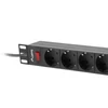 Kép 3/4 - Lanberg PDU-09F-0300-BK 3m vezetékkel 19"/1U 9xShucko aljzat Uni-schuko csatlakozóvéggel fekete elosztósor kapcsolóval
