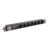 Kép 2/4 - Lanberg PDU-PRO-07F-0200-BK 2m vezeték 19"/1U 7xShucko aljzat Unischuko csatlakozóvéggel fekete elosztósor kapcsolóval