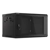 Kép 2/28 - Lanberg WF01-6406-10B 19" 6U SZÉL:600 MÉLY:450 MAG:379 lapraszerelt üvegajtós fekete fali rack szekrény