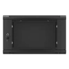 Kép 1/27 - Lanberg WF01-6606-10B 19" 6U SZÉL:600 MÉLY:600 MAG:379 lapraszerelt üvegajtós fekete fali rack szekrény