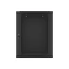 Kép 1/26 - Lanberg WF01-6615-10B 19" 15U SZÉL:600 MÉLY:600 MAG:774 lapraszerelt üvegajtós fekete fali rack szekrény
