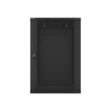 Kép 1/28 - Lanberg WF01-6618-10B 19" 18U SZÉL:600 MÉLY:600 MAG:907 lapraszerelt üvegajtós fekete fali rack szekrény