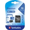 Memóriakártya, microSDHC, 16GB, CL10/U1, 45/10 MB/s, adapter, VERBATIM 