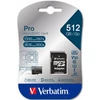 Memóriakártya, microSDXC, 512GB, CL10/U3/A2, 100/90 MB/s, adapter, VERBATIM 