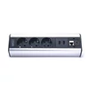 Kép 2/6 - TOO DPS-114-3S IP20,3x 2P+F,2x USB-A,RJ45,HDMI,színes csomagolás,ezüst asztalra rögzíthető elosztó