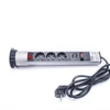 Kép 1/6 - TOO PPS-307-3S IP20, 3x 2P+F, 2x USB-A, áramtalanító kapcsolóval, ezüst asztalba süllyeszthető elosztó