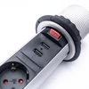 Kép 6/6 - TOO PPS-307-3S IP20, 3x 2P+F, 2x USB-A, áramtalanító kapcsolóval, ezüst asztalba süllyeszthető elosztó