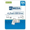 Pendrive, 64GB, USB 3.2 Gen1 + USB-C, alumínium ház, MYMEDIA 