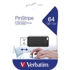 Kép 1/4 - Pendrive, 64GB, USB 2.0, 10/4MB/sec, VERBATIM "PinStripe", fekete