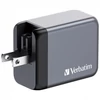 Hálózati töltő, 2xUSB-C PD (65W), USB-A QC 3.0, EU/UK/US, GaN, VERBATIM