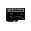 Memóriakártya, microSDXC, 64GB, CL10/U3, 90/45 MB/s, adapter, VERBATIM 