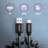 Kép 6/9 - Axagon BUCM-AM10TB Twister USB-C 2.0 - USB-A 0,6 m fekete csavart kábel