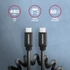 Axagon BUCM-CM10TB Twister USB-C 2.0 - USB-C 0,6 m fekete csavart kábel