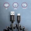 Kép 6/9 - Axagon BUMM-AM10TB Twister micro USB 2.0 B - USB 2.0 A 0,6 m fekete csavart kábel