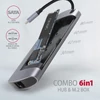 Axagon HMC-6M2 SUPERSPEED USB-C COMBO ezüstfekete 6IN1 HUB