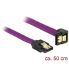Kép 2/3 - Delock 83696 SATA 6 Gb/s 50 cm lefele / egyenes metál lila Premium összekötő kábel