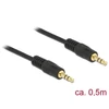 Kép 2/3 - Delock 83742 sztereó jack kábel 3,5mm 3 pin apa > apa 0,5m fekete kábel