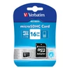 Memóriakártya, microSDHC, 16GB, CL10/U1, 45/10 MB/s, adapter, VERBATIM 